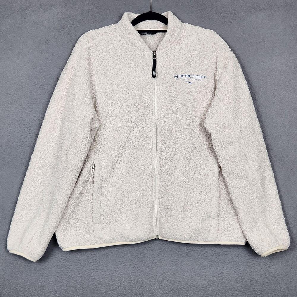 The North Face Jacket Womens XXL White Sherpa Fleece Full Zip Pockets NF0A47F9